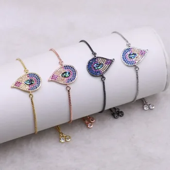 

Wholesale Jewelry bracelet Micro pave drop charms bracelet Mix color metal chain bracelet fashion jewelry gift for lady 3565