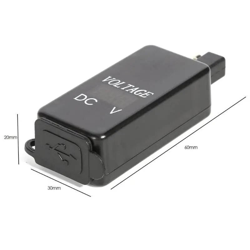SAE на 2 порта USB+ прикуриватель гнездо адаптера кабель с Вольтметр Черный DC 12-24 V