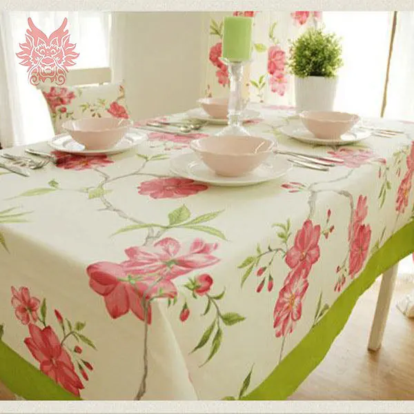 pink and green tablecloth