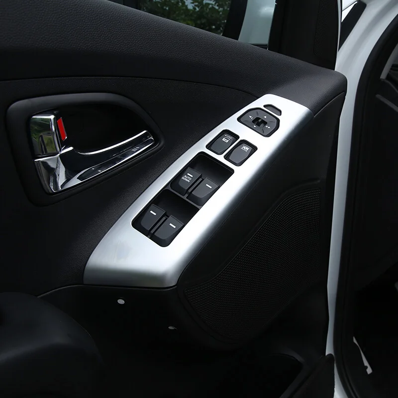 

ABS Plastic Trim Car Inner Window Button Armrest Decoration Cover 4 Pcs/Set For Hyundai IX35 2013 2014 Car Stickers