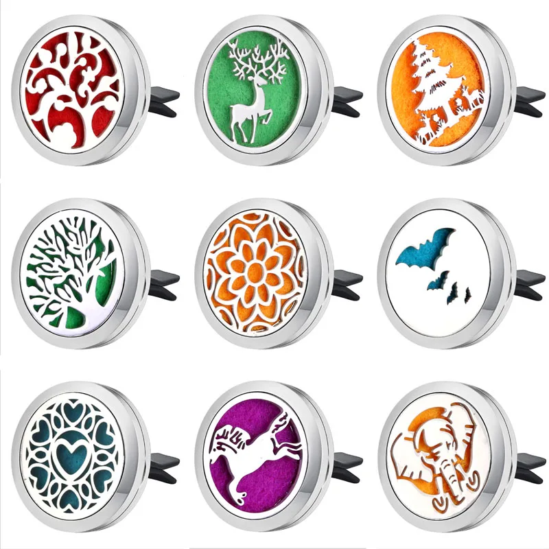 

New Aromatherapy Car Diffuser Jewelry 30mm Magnet Diffuser Locket Car Vent Clip Removable Clip Perfume Locket Christmas Gift