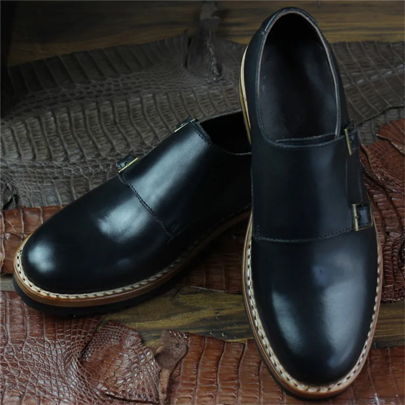 Sapatos Genuíno Made Em Maloneda Preto Alças Homens Custom Deslizamento Vestido Sapatas Como De Goodyear Com Monge Welted Seu Dos Pedido Couro Duplas A XZEEwq5xB