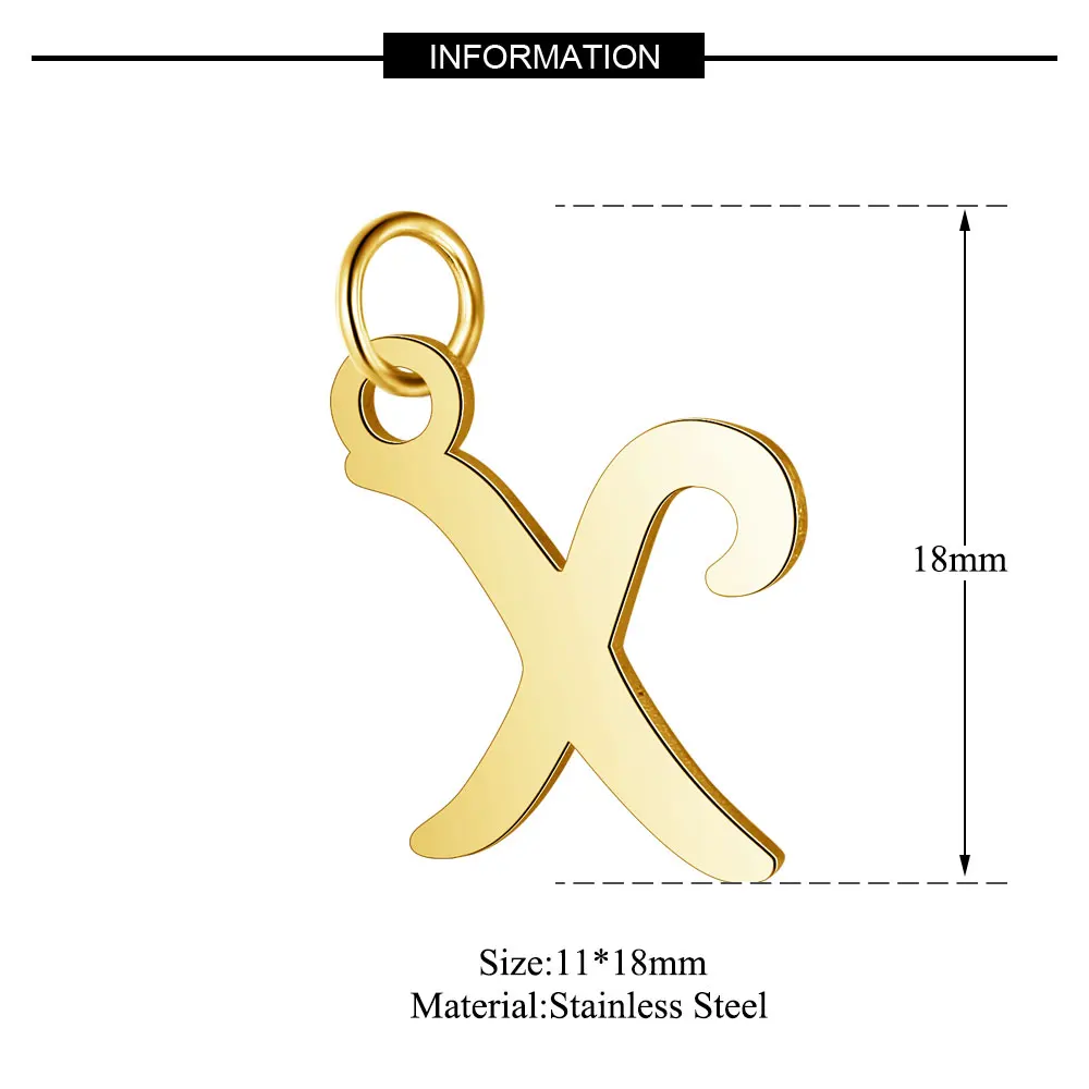 316L украшения с буквами алфавита из нержавеющей стали золотого цвета DIY инициалы из A-Z подвеска с алфавитом с ДЖАМП-кольцо аксессуары