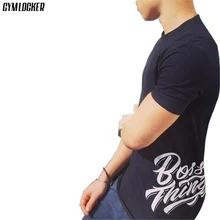 

men's T shirt Fashion O-Neck Tops Tees Style Printed Bodybuilding Man Casual gyms fitness T Shirts Men's White Black