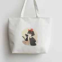 Маленькая ведьма и черная кошка, аниме Кики, служба доставки, сюжеты из японского аниме, сумка хозяйственная сумка с изображением мультипликационных героев AN387