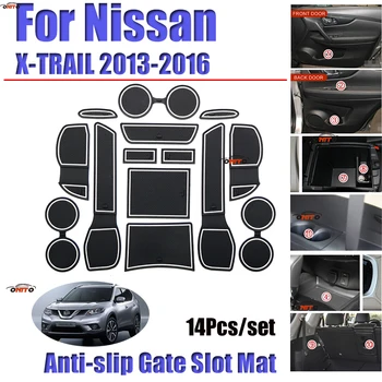 

14pcs/set FOR 2013 2014 2015 2016 Nissan X-TRAIL Gate Slot Pad Non-slip Cup Mats Anti Slip Door Groove Mat Sticker Accessories