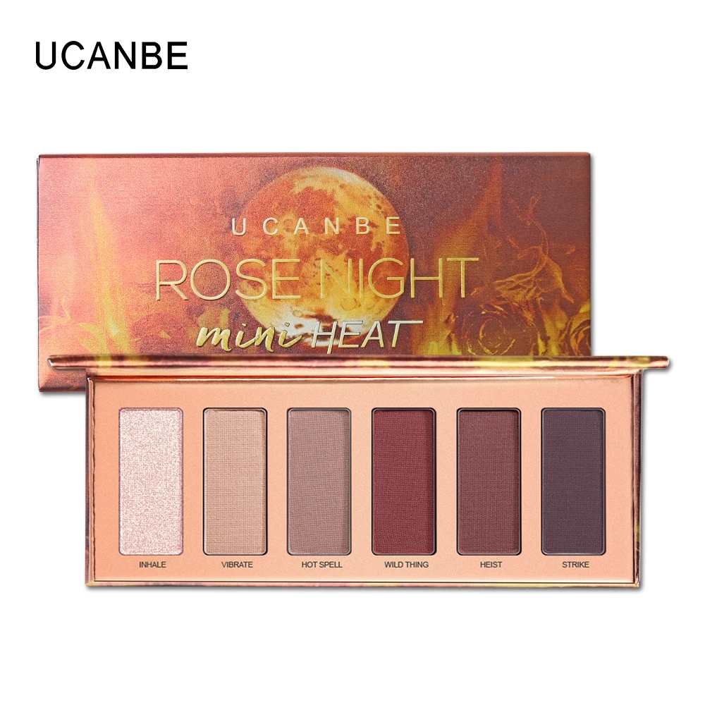 

UCANBE 6 Color Mini Heat Eyeshadow Makeup Palette Natural Shimmer Matte Daily Basic Nude Eye Shadow Rose Night Eyeshadow Powder