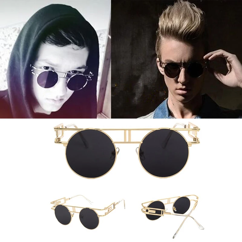 

MISM Steampunk Round Sunglasses Men Metal Frame Goggles Retro Sunglasses Women Gothic Lentes De Sol Hombre UV400 Vintage Okulary