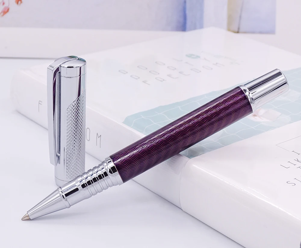 Fuliwen углеродное волокно Изысканная Ручка-роллер с плавным заправкой, модная фиолетовая качественная письменная ручка для офисного бизнеса