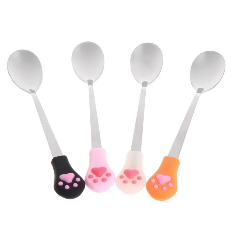 Hot Sale Stainless Steel Spoon Anti Slip Silicone Handle Can Cute For Pets Dogs Food Small Pet Supplies | Дом и сад