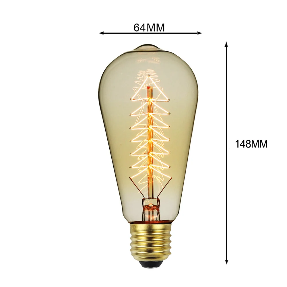 TIANFAN Edison Bulbs Vintage Light Bulb ST64 Tungsten Filament Carbon 40W 220V E27 Decorative Light Bulb Christmas Decoration - Цвет: ChristmasTree