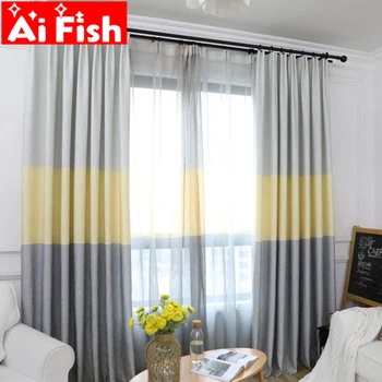 

Nordic Curtain Fabric Shading Tricolor Stripe Curtains For Living Room Semi-Blackout Curtain Simple Modern For Bedroom MY260-40