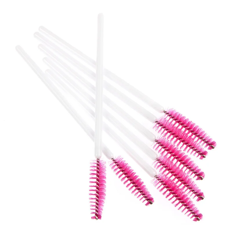 50pcs Disposable Eyebrow Brush Eyelash Brush Long Rod Makeup Natural