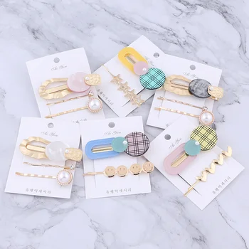 

2pc/set Candy Color Stripe Hairpin Creative Smile Duckbill Clip Hair Clip Korean Exquisite Girls Hair Accessories Pearl Barette