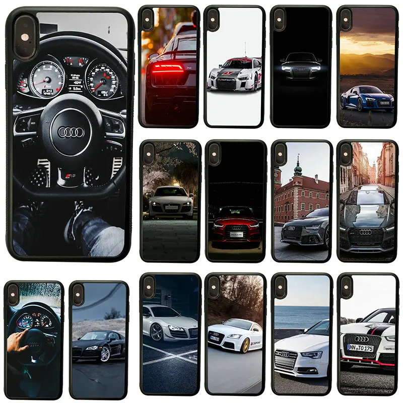 

Hard PC TPU Back Case for iphone X XS Max Case in Fitted Cases 5.8 6.5 inches PC TPU Mobile Phone Cases Audi Car RS Logo Pattern