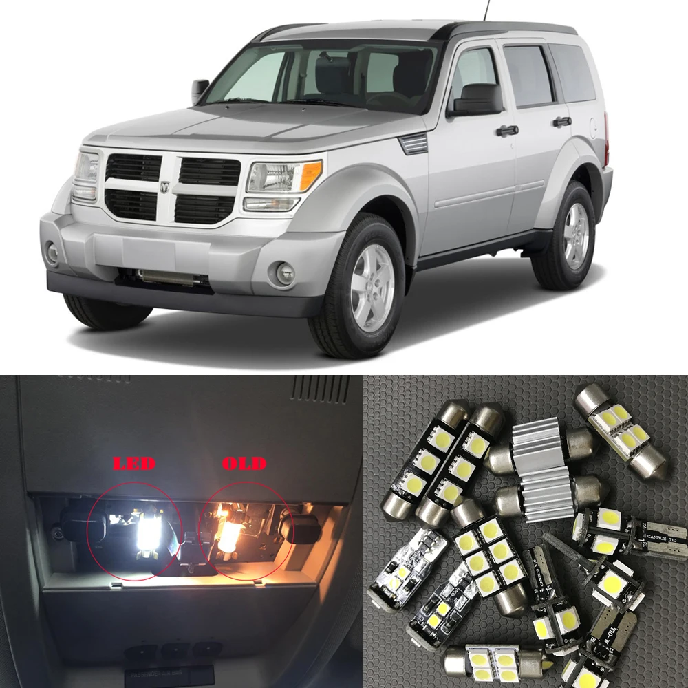 

For 2007 2008 2009 2010 2011 Dodge Nitro Canbus White Car LED Light Bulbs Interior Package Kit 12v Map Dome License Plate Lamp