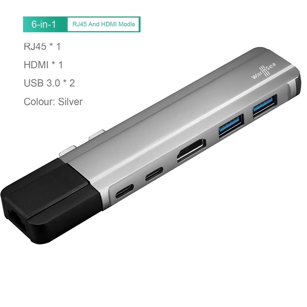 USB C концентратор TYPE C Thunderbolt 3 адаптер USB-C док-станция с HDMI 4k PD USB 3,0 SD TF кард-ридер для MacBook Pro Air 13 15 - Цвет: Красный