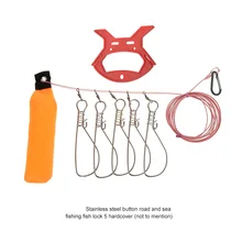 Кукан с карабином из нержавеющей стали 5 замков цепной Стрингер с поплавком Живая рыба Кукан с карабином рыболовные снасти аксессуар