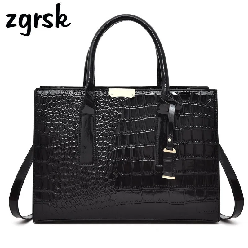 

Fashion Women Totes Pu Leather Famous Brands Handbag Casual Crocodile Top Handle Bag High Quality Shoulder Messenger Bag Sac