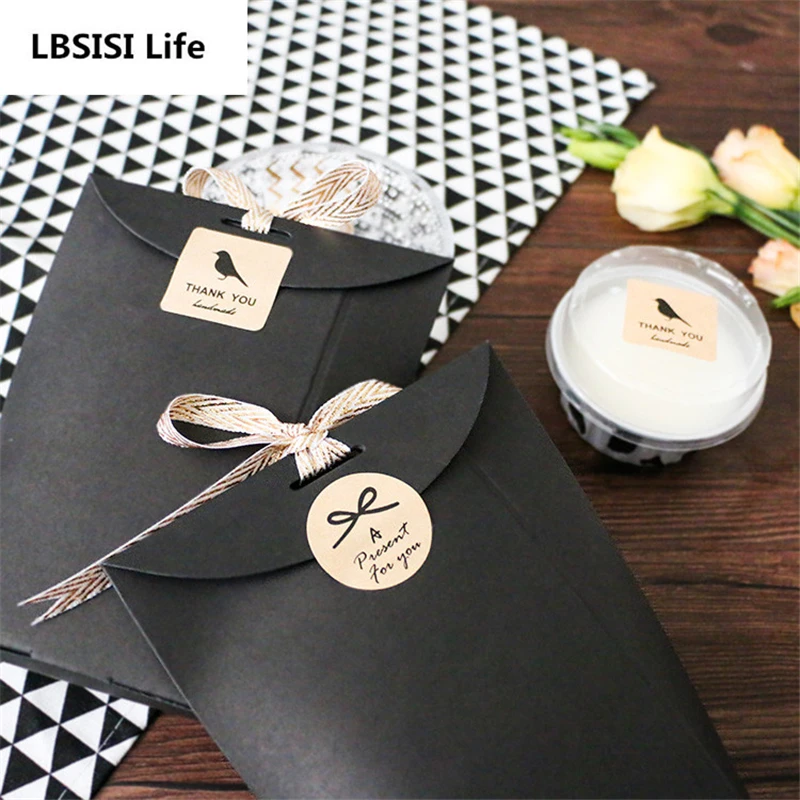 LBSISI Life 100pcs Hand Made Bowknot Bird Tags Labels Gift Tag Packing Bag Stickers Home Decoration Self Adhesive Kraft Paper