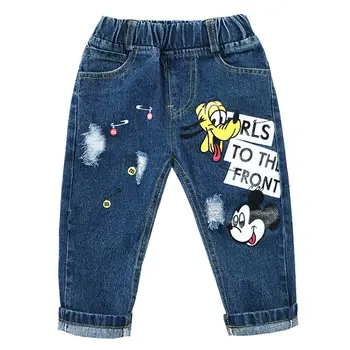 Hot Sale Summer Cartoon Pants Kids Trousers Broken Hole Fashion Baby Girls Casual Jeans Children Boys Jeans Kids Pants 1-6Y 2