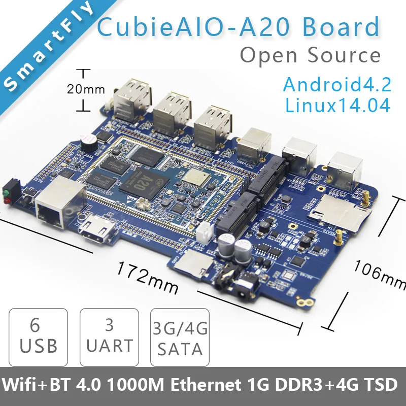 #^Special Price CubieAIO A20 Board open source All In One Mini embedded computer Android Linux UART x4 USB x6 Allwinner A20, ARM DEMO BOARD