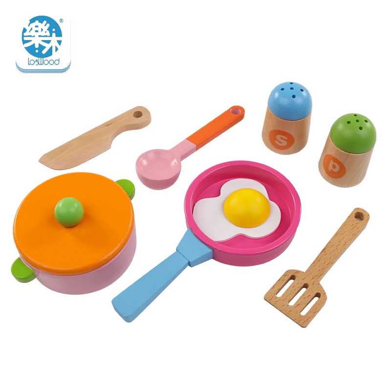 Economici 8 pz di legno classica ragazza giocattolo di simulazione cucina giocattolo cucina pan spatola cucina giocattolo