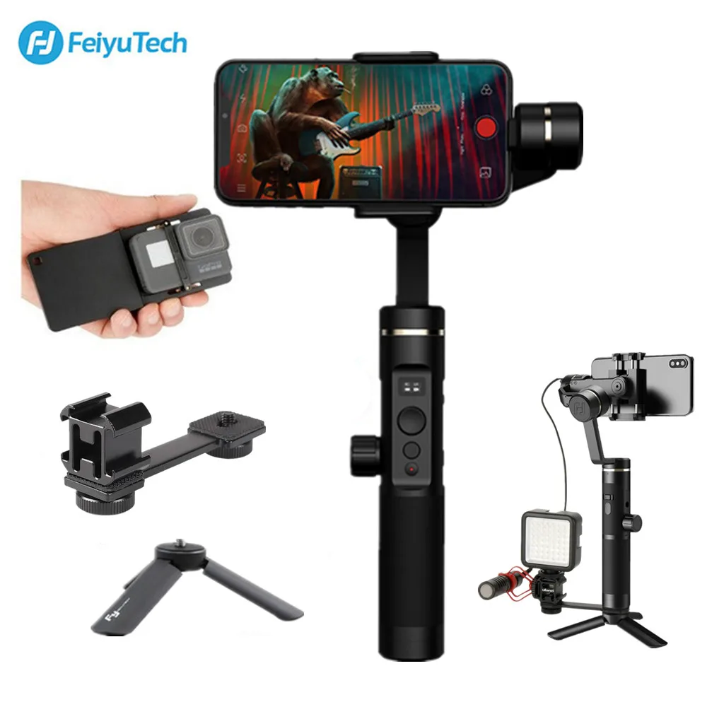 Feiyu SPG2 3-Axis Handheld Gimbal Stabilizer Splash-proof Follow Focus for iPhone XS X 7 Gopro 7 6