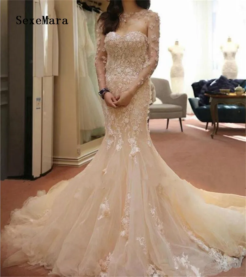 elegant-blush-champagne-mermaid-wedding-dresses (3)