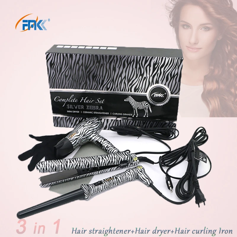 FMK Professional Styling tool Set Hair straightener flat iron+Hair