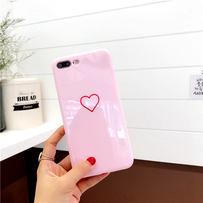 Lovely Heart Painted Phone Case For iphone 6 7 8 Fashion Couples Back Soft TPU Cover Cases 6s Plus |