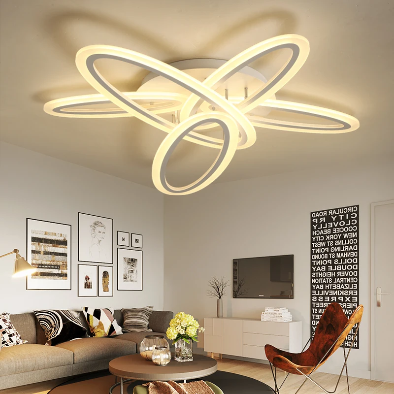 

Living Room Bedroom Study Room Led Chandelier Surface Mounted Aluminum White Home Deco Ceiling Chandeliers Free Shipping