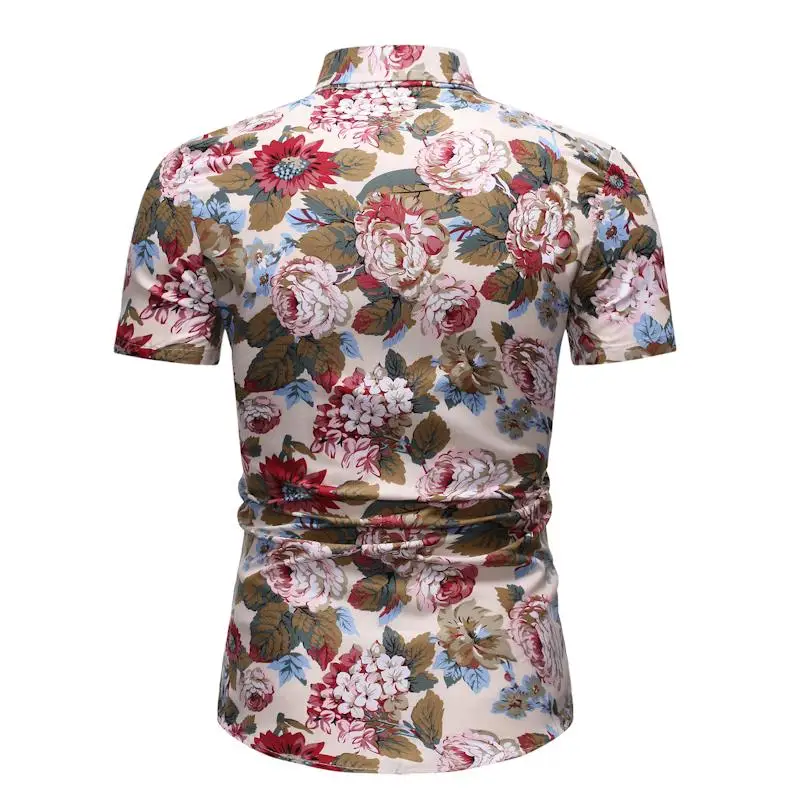 Гавайская рубашка для мужчин, модная Повседневная блуза с цветочным принтом, мужские вечерние рубашки, мужские цветочные рубашки с коротким рукавом
