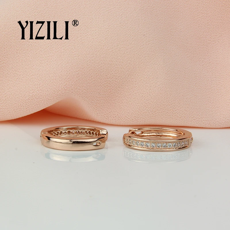 YIZILI минимализм большие круглые микро парафиновые вставки 585 розовое золото натуральный циркон Висячие висячие серьги а053