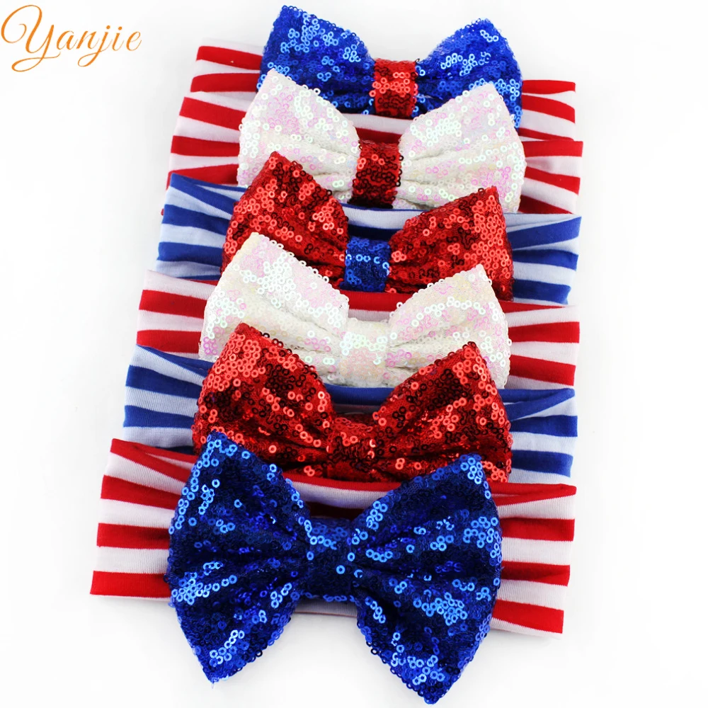 Premium Ribbon Handmade Home Decor Patriotic Decor Memorial Day Decorations Wall Decor American Flag Color ROM/ÉO ET JULIETTE 4 Pieces 4th of July Independence Day Shining Wired Ribbon Bows