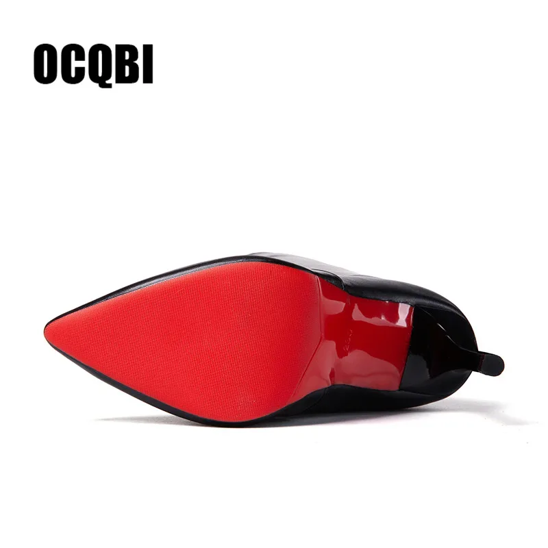 Tanie 2019 buty damskie wysokie obcasy czerwony spód na buty do kolan skóra moda uroda kozaki damskie rozmiar 35 39