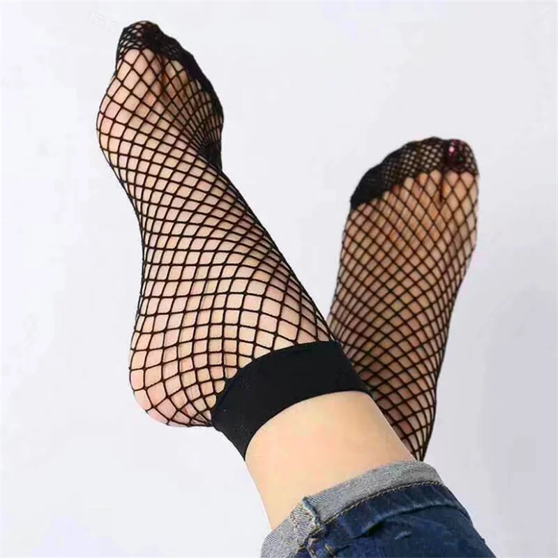 Fashion Sexy Women Socks Black Fishnet foot Ankle Breathable High Socks Ladies Causal Hosiery Mesh Lace Fish Net Short Socks