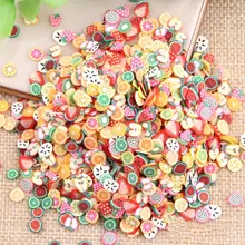 1000 шт./пакет украшения для ногтей, ассорти Fimo игровое тесто 3D с фруктовым принтом; ломтики нейл-арта украшения блестящие крутые нарезки ногтей Стразы