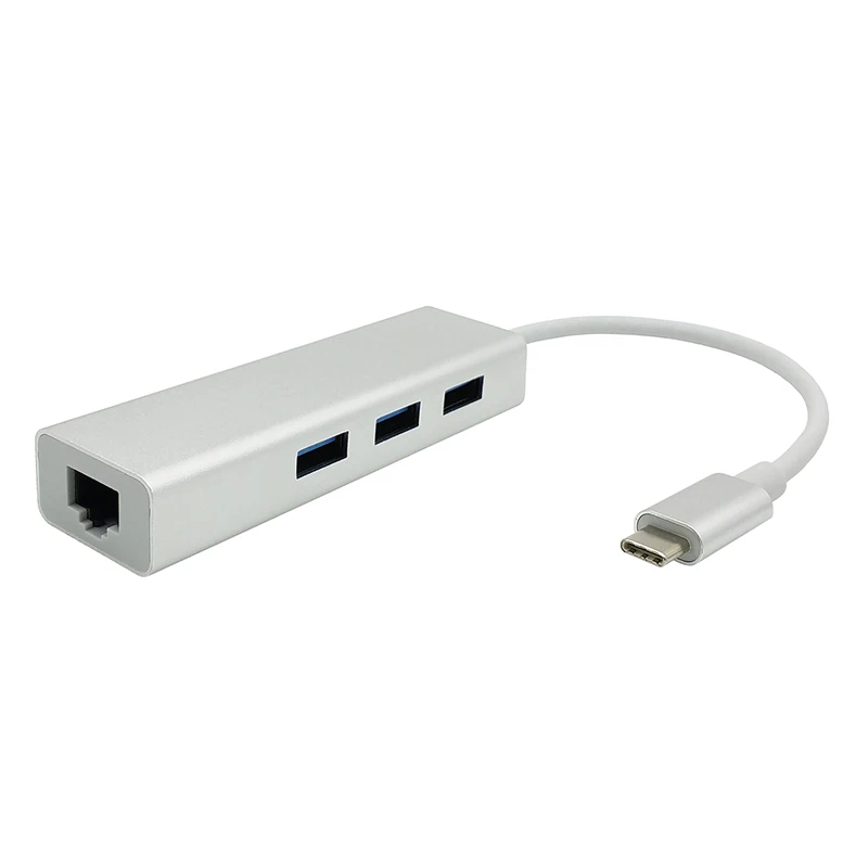 USB C 3.1 to Gigabit Adapter 3-Port USB 3.0 Hub Type C to RJ45 1001000Mbps Gigabit Ethernet LAN Network Adapter for Macbook (10)