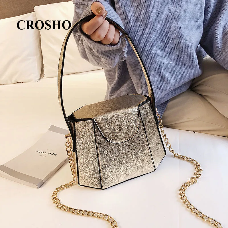 

CROSHO Versatile with Slanted Shoulder Bucket Bag Solid Messenger Bags