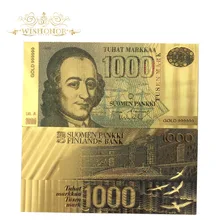 Новые продукты для цветной финской банкноты 1000 банкноты тухат в 24K позолоченные поддельные бумажные деньги для подарков