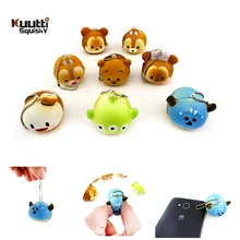 Kuutti мягкий милый мини мультфильм аниме голова мяч снятие стресса Жесткий PU пена Мягкий мобильный телефон шарм ремни подарки аксессуары