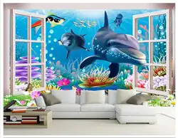 3D обои на заказ росписи красоты 3 d подводный мир аквариума мультфильм детская комната стены фон картины-будет обои