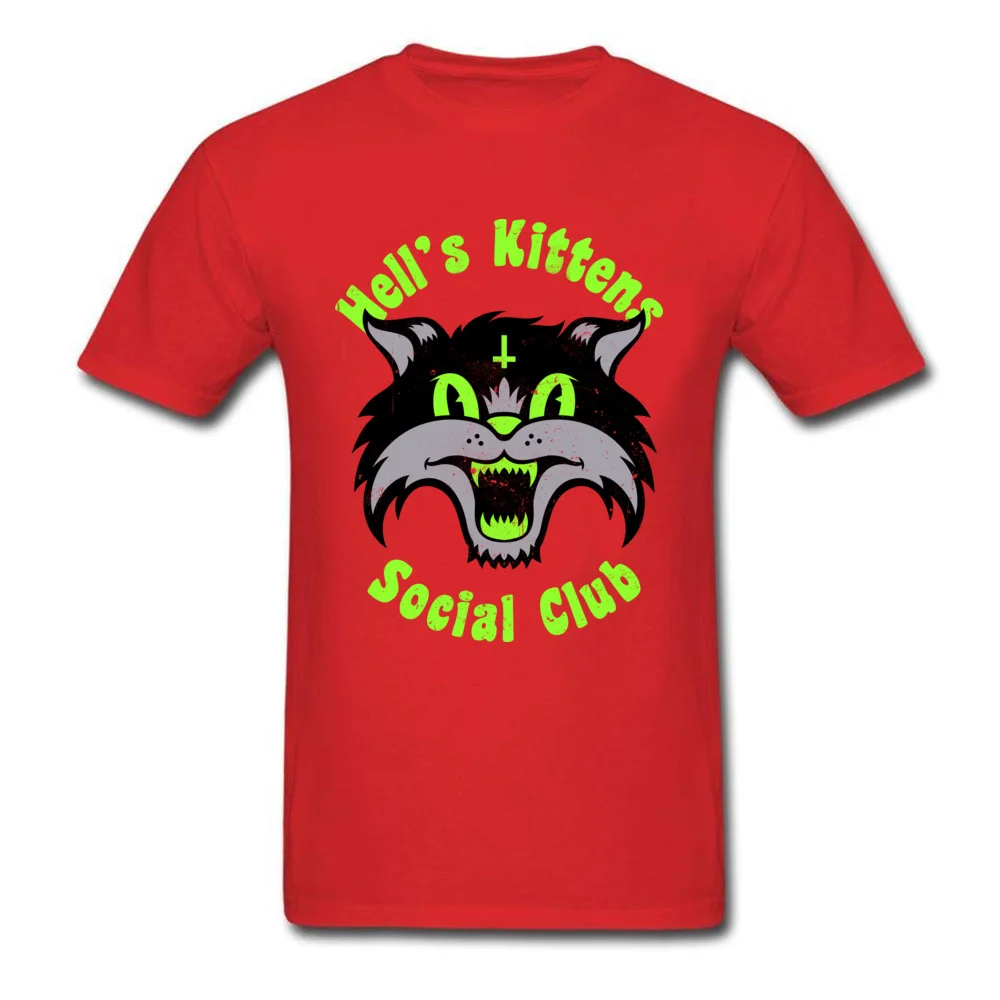 LeisureCasual Short Sleeve T Shirt Labor Day 2018 Discount O-Neck 100% Cotton Tee-Shirts Men Top T-shirts Hells Kittens  Hells Kittens red