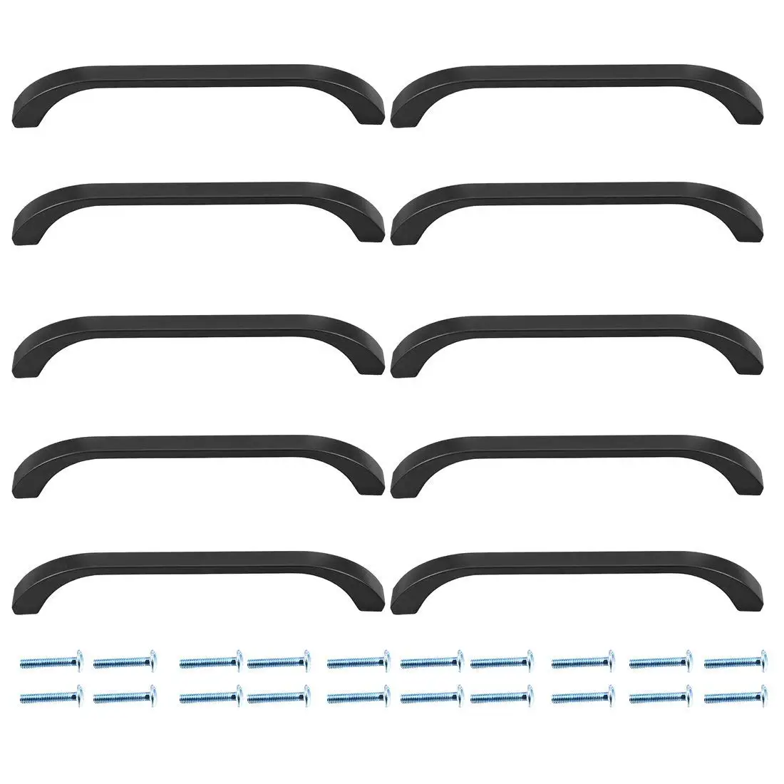 

10set Cupboard Zinc Alloy Pull Handle 5 Inch Hole Centers Flat Black Cabinet Handles Kitchen Cupboard Door Pulls Drawer Handle