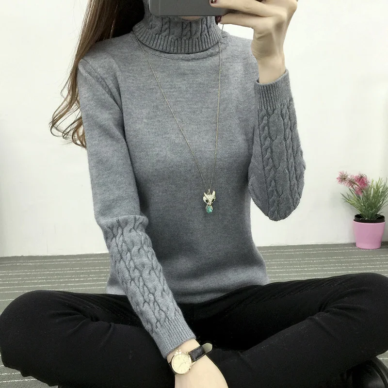 

OHCLOTHING Women Sweaters Pullovers Fashion turtleneck women Knitted twisted thickening slim pullover 2019