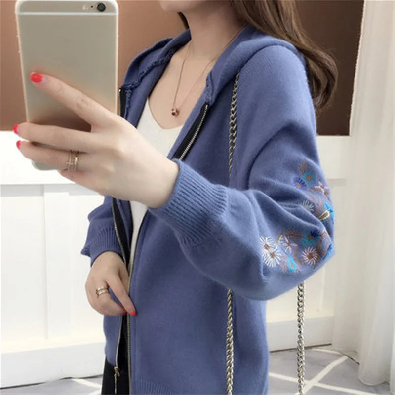 2018 New Spring Autumn Embroidery Cardigan Sweater Coats