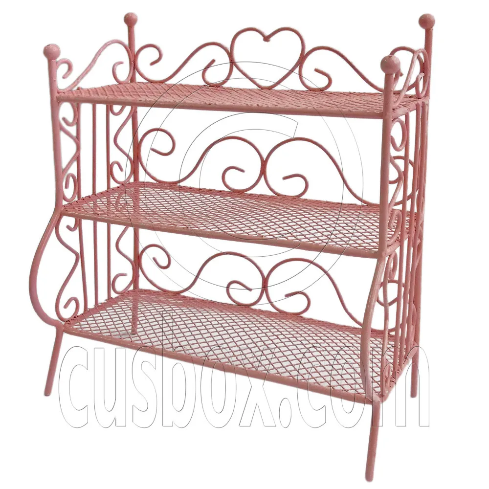 Pink Metal Wire Display Rack Cabinet Bookshelf 1 12 Scale Doll S