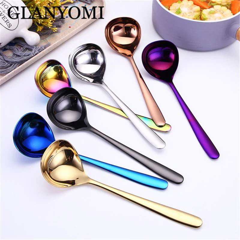 

2 or 6Pcs 304 Stainless Steel Soup Spoon Deepen Thickened Large Capacity Spoon Creative Dinnerware Tableware Restaurant Supplies