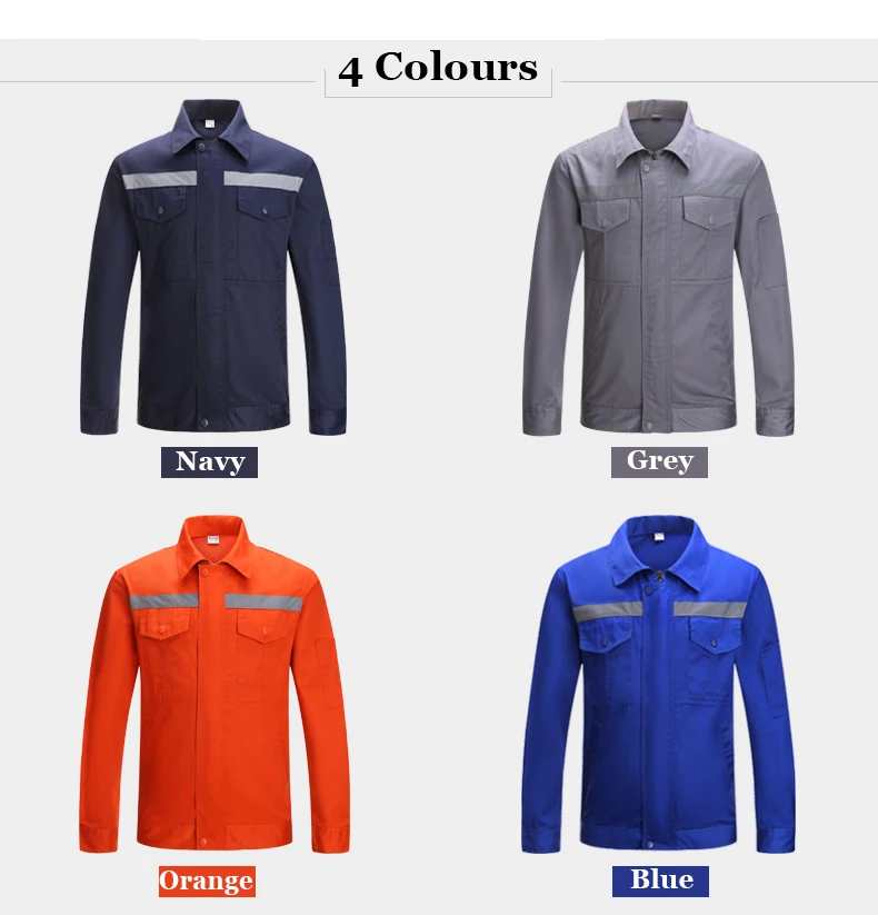 Uniformes de Trabalho de Manga Jaqueta de Trabalho Longa Azul Marinho 4 Cheap Roupas de segurança
